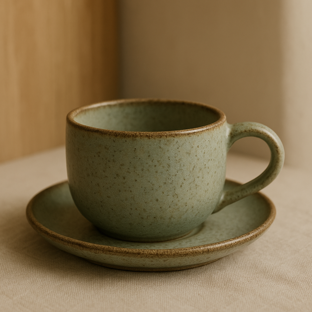 Tea cup & saucer — glaze detail