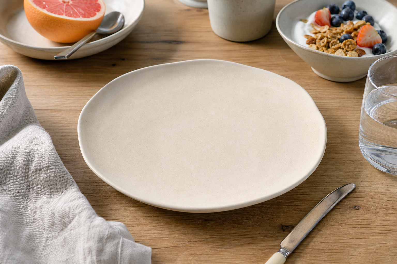Dinner plate · Oat — table setting
