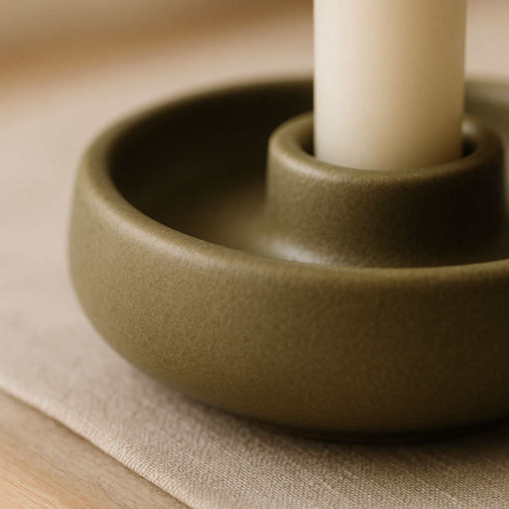 Table candle holder — glaze detail